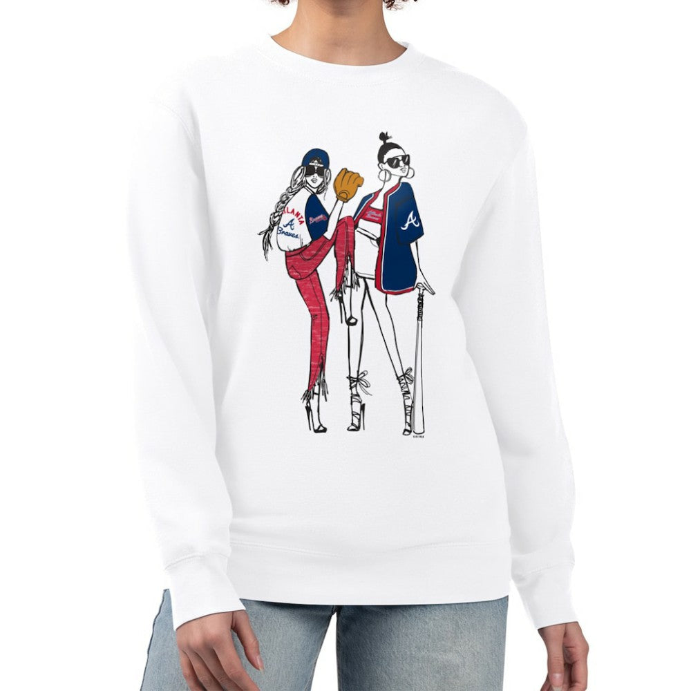 White Atlanta Braves G-III 4Her by Carl Banks Women's Baseball Girls Fleece Pullover Sweatshirt