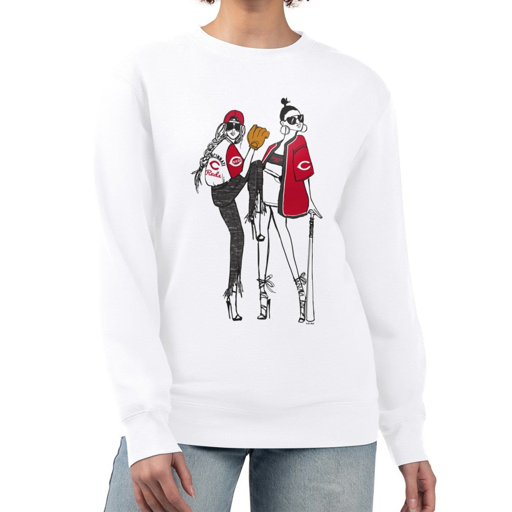 White Cincinnati Reds G-III 4Her by Carl Banks Women's Baseball Girls Fleece Pullover Sweatshirt