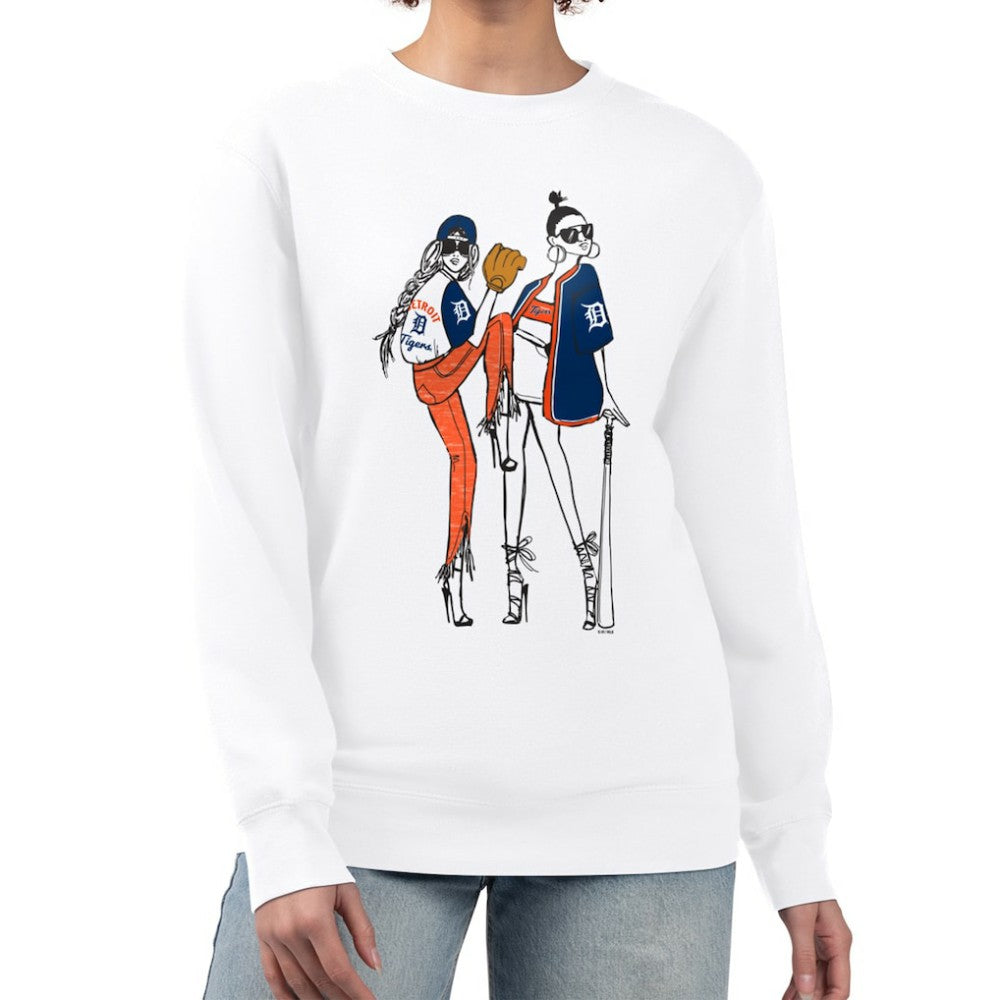 White Detroit Tigers G-III 4Her by Carl Banks Women's Baseball Girls Fleece Pullover Sweatshirt