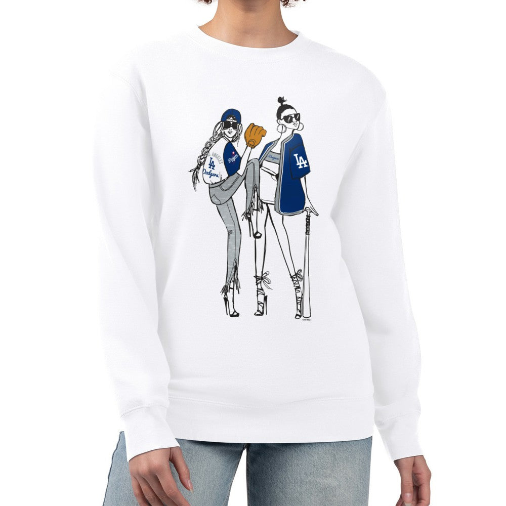 White Los Angeles Dodgers G-III 4Her by Carl Banks Women's Baseball Girls Fleece Pullover Sweatshirt
