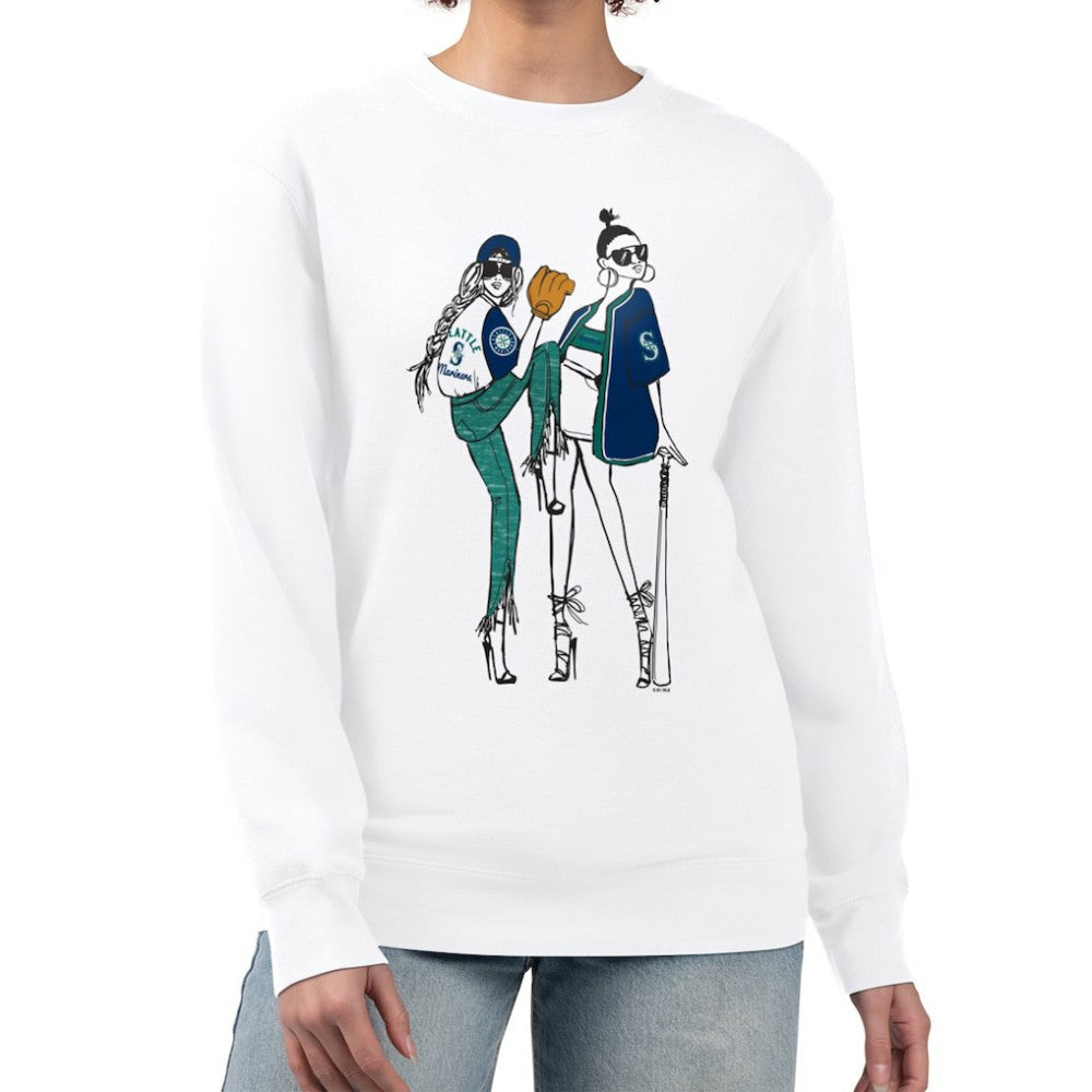 White Seattle Mariners G-III 4Her by Carl Banks Women's Baseball Girls Fleece Pullover Sweatshirt