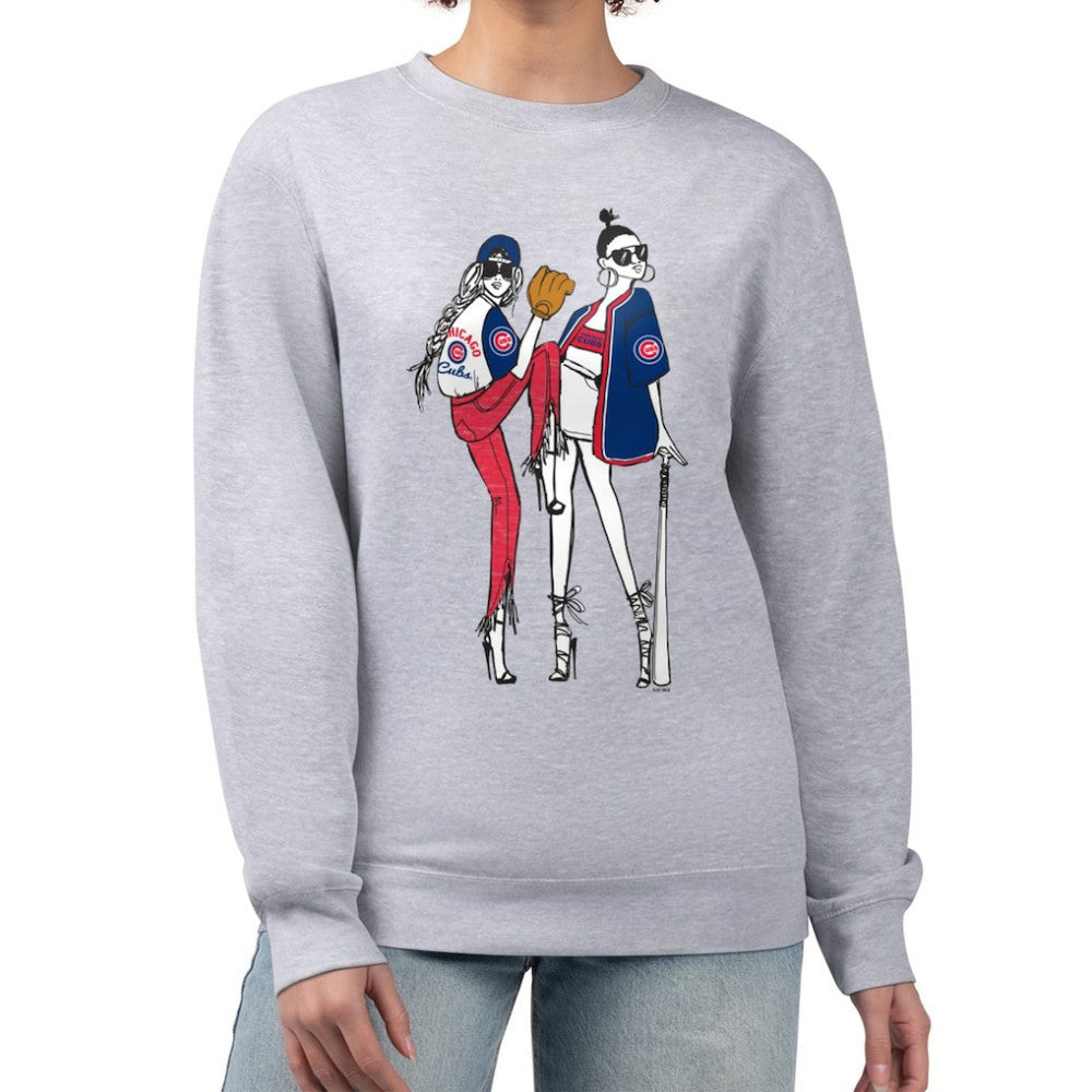 Heather Gray Chicago Cubs G-III 4Her by Carl Banks Women's Baseball Girls Fleece Pullover Sweatshirt