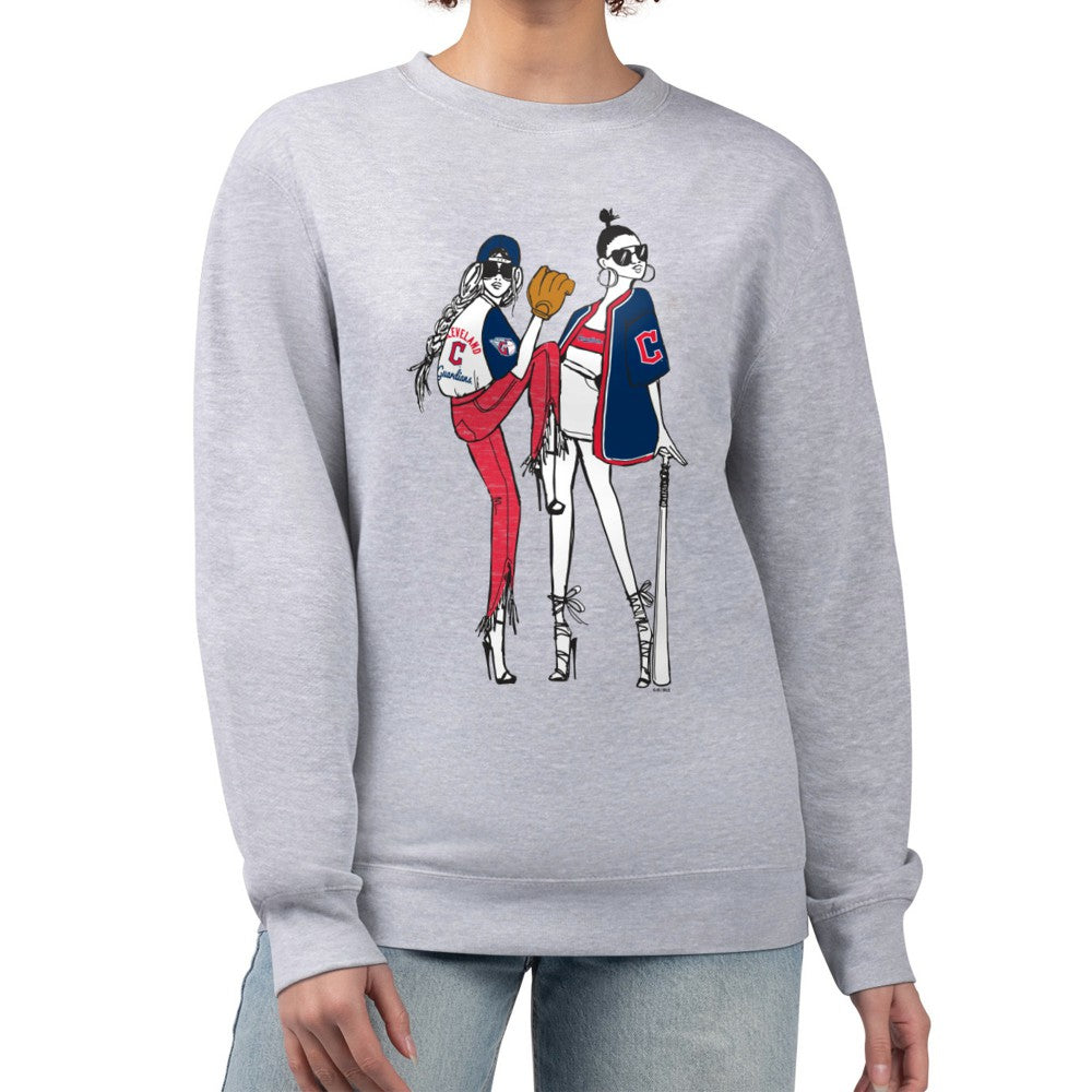 Heather Gray Cleveland Guardians G-III 4Her by Carl Banks Women's Baseball Girls Fleece Pullover Sweatshirt