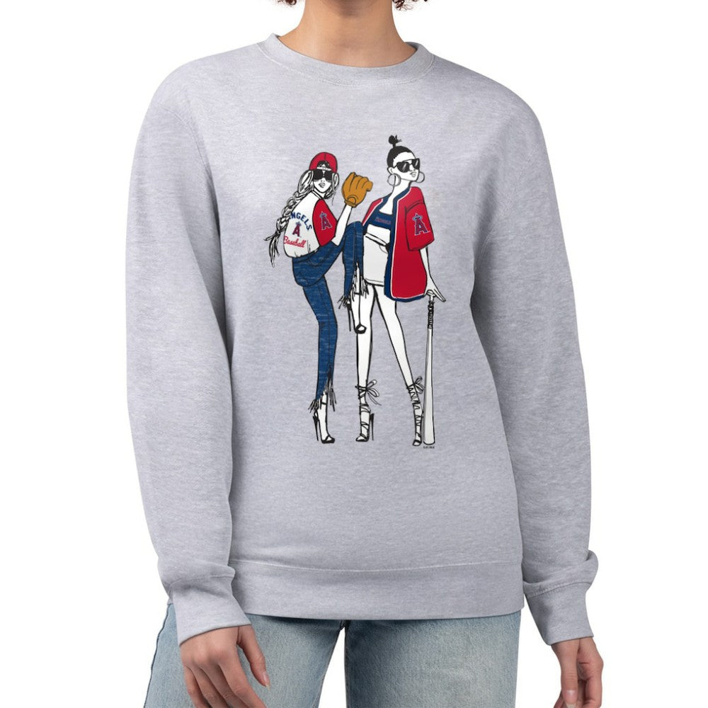 Heather Gray Los Angeles Angels G-III 4Her by Carl Banks Women's Baseball Girls Fleece Pullover Sweatshirt