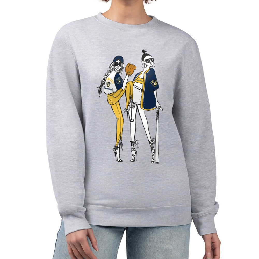 Heather Gray Milwaukee Brewers G-III 4Her by Carl Banks Women's Baseball Girls Fleece Pullover Sweatshirt