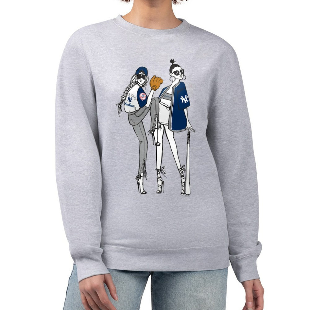 Heather Gray New York Yankees G-III 4Her by Carl Banks Women's Baseball Girls Fleece Pullover Sweatshirt