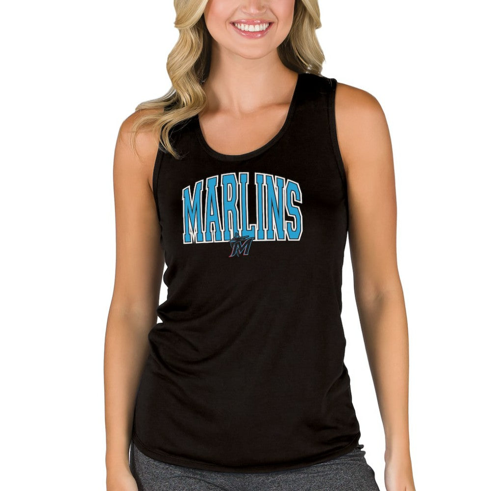 Black Miami Marlins Concepts Sport Women's Marathon Racerback Tank Top