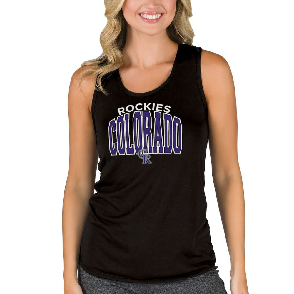 Black Colorado Rockies Concepts Sport Women's Marathon Racerback Tank Top