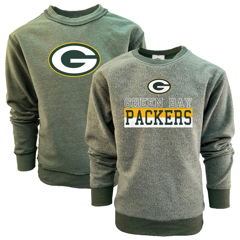 Wes & Willy Youth Reversible Fleece Pullover Sweatshirt - Green Bay Packers Pullover
