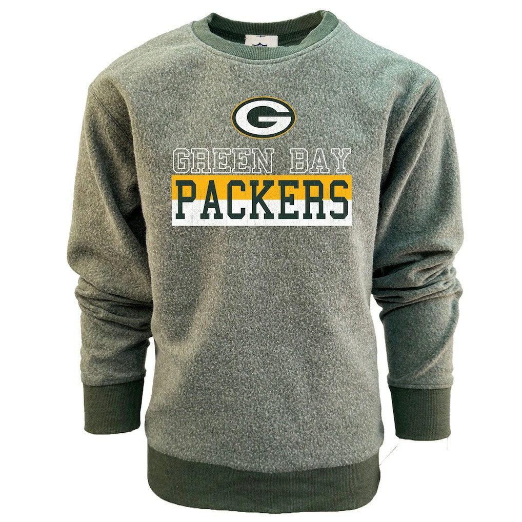 Wes & Willy Youth Reversible Fleece Pullover Sweatshirt - Green Bay Packers Pullover