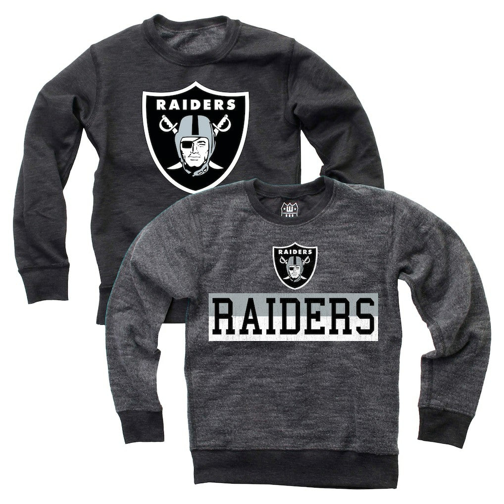 Wes & Willy Youth Reversible Fleece Pullover Sweatshirt - Las Vegas Raiders Pullover