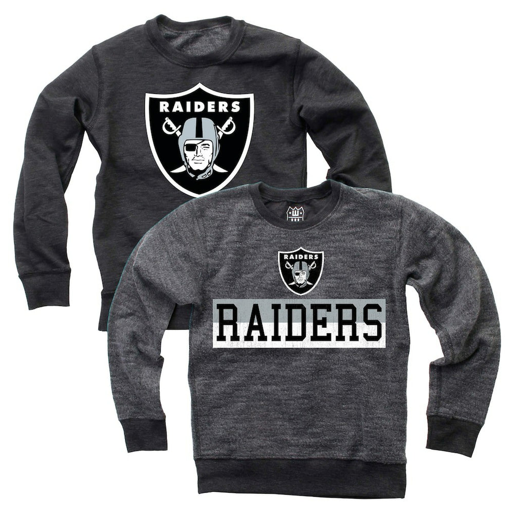 Wes & Willy Youth Reversible Fleece Pullover Sweatshirt - Las Vegas Raiders Pullover