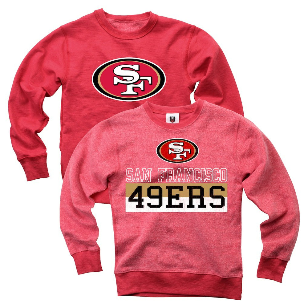 Wes & Willy Youth Reversible Fleece Pullover Sweatshirt - San Francisco 49ers Pullover