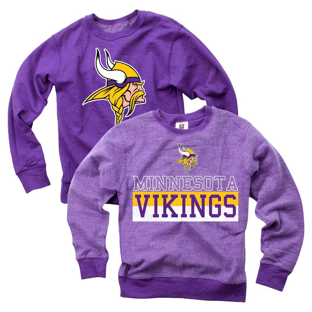 Wes & Willy Youth Reversible Fleece Pullover Sweatshirt - Minnesota Vikings Pullover