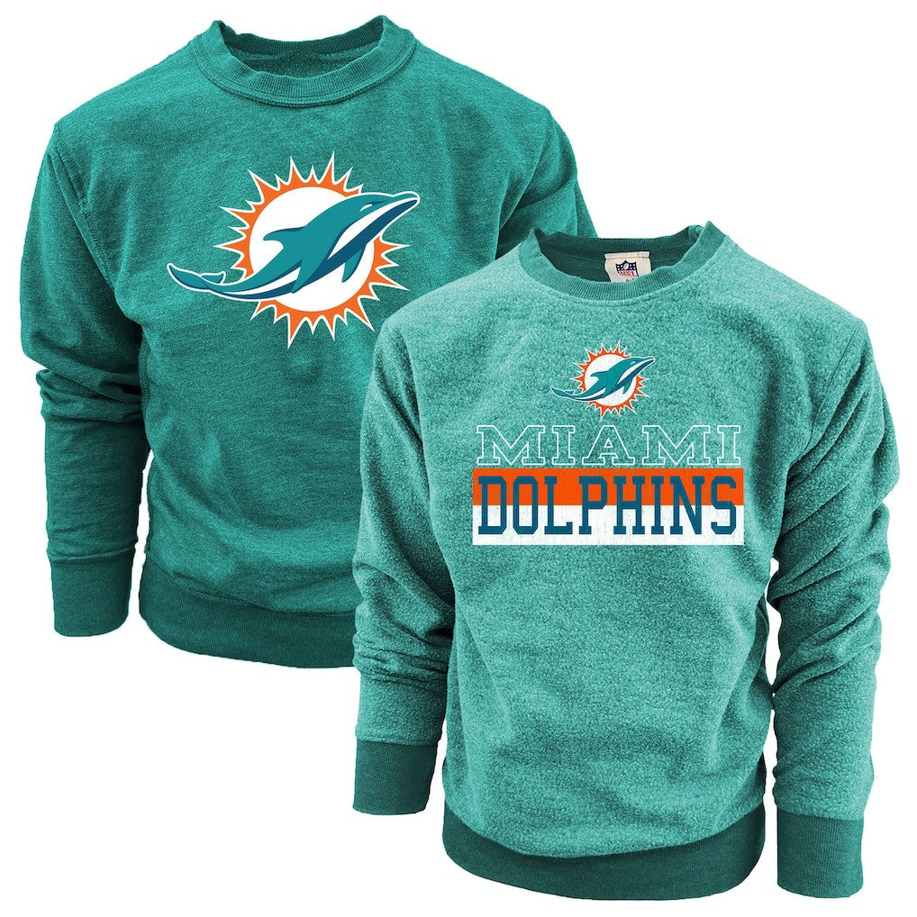 Wes & Willy Youth Reversible Fleece Pullover Sweatshirt - Miami Dolphins Pullover