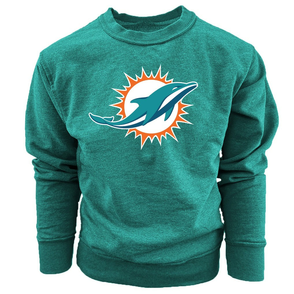 Wes & Willy Youth Reversible Fleece Pullover Sweatshirt - Miami Dolphins Pullover
