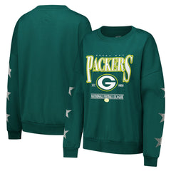 Gameday Couture Women's Rhinestone Star Sleeve Settle the Score Oversized Pullover Sweatshirt - Green Bay Packers Pullover