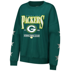 Gameday Couture Women's Rhinestone Star Sleeve Settle the Score Oversized Pullover Sweatshirt - Green Bay Packers Pullover