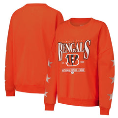Gameday Couture Women's Rhinestone Star Sleeve Settle the Score Oversized Pullover Sweatshirt - Cincinnati Bengals Pullover