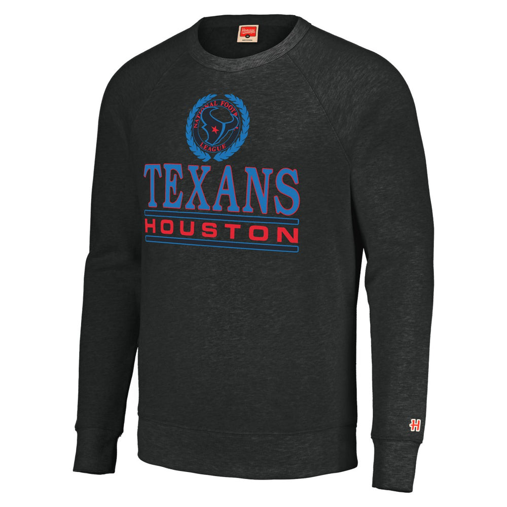 Homage Unisex Color Rush Crest Tri-Blend Pullover Sweatshirt - Houston Texans Pullover