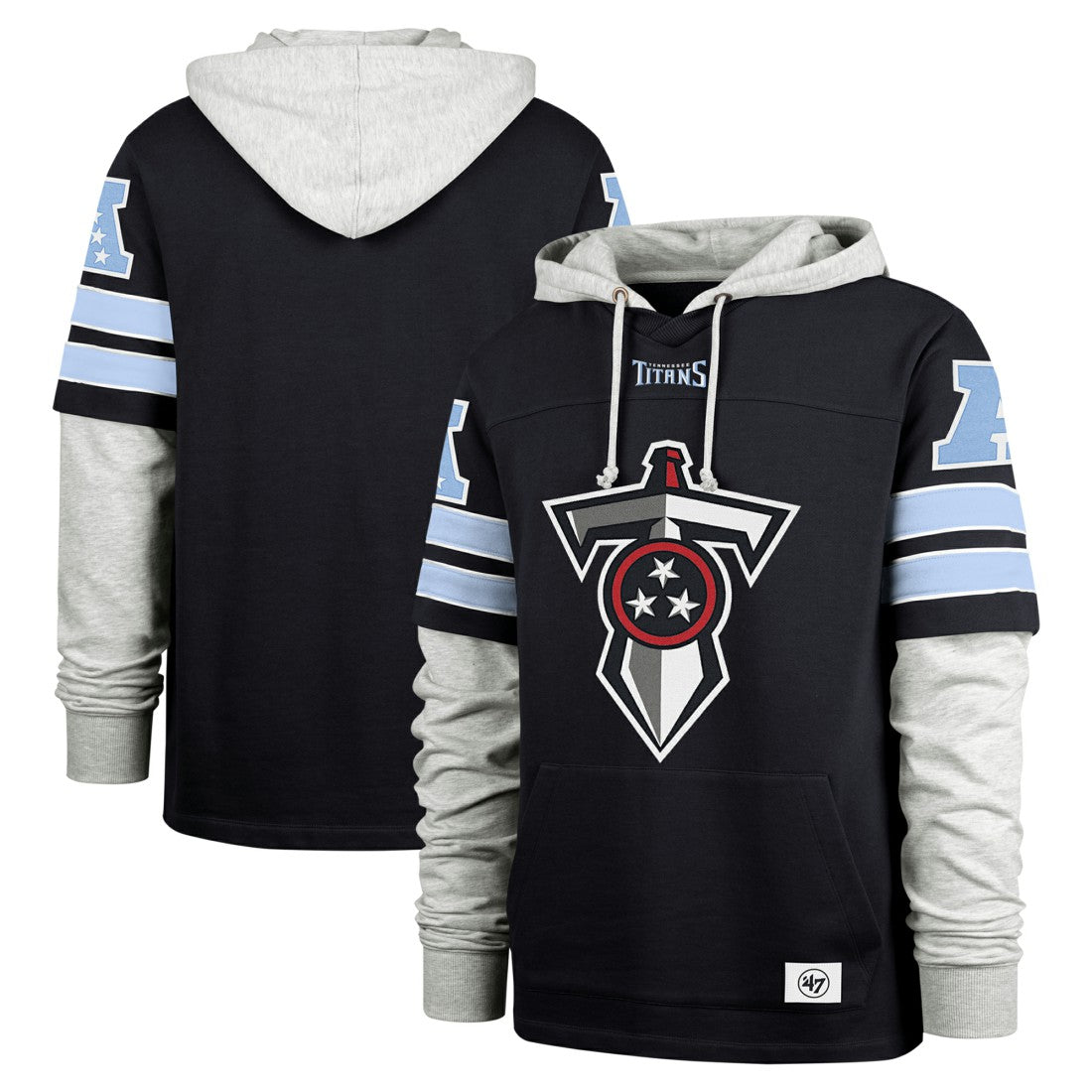'47 Double Header Blitz Cornerback Pullover Hoodie - Tennessee Titans Hoodies