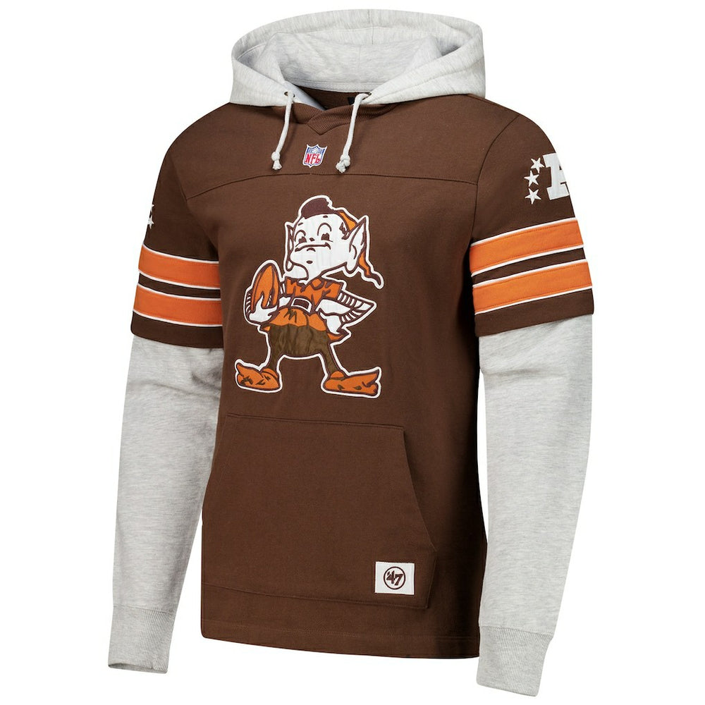 '47 Throwback Double Header Blitz Cornerback Hoodie - Cleveland Browns Hoodies