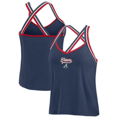 Navy Atlanta Braves WEAR by Erin Andrews Women's Cross Strap Tank Top