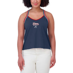 Navy Atlanta Braves WEAR by Erin Andrews Women's Cross Strap Tank Top