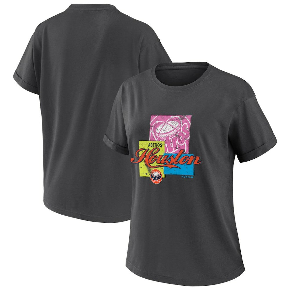 Charcoal Houston Astros WEAR by Erin Andrews Women's Domestic Box Color Boyfriend T-Shirt