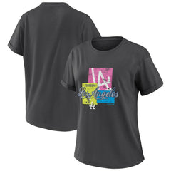 Charcoal Los Angeles Dodgers WEAR by Erin Andrews Women's Domestic Box Color Boyfriend T-Shirt