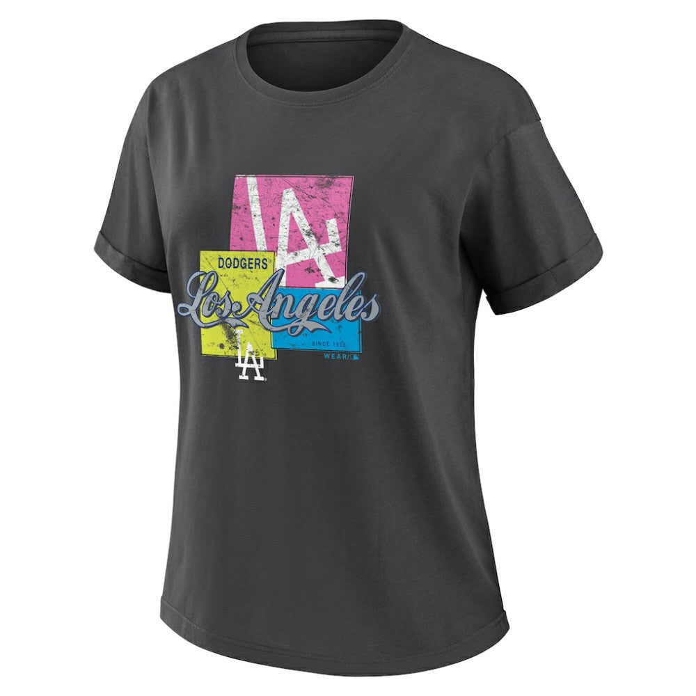Charcoal Los Angeles Dodgers WEAR by Erin Andrews Women's Domestic Box Color Boyfriend T-Shirt