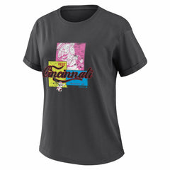 Charcoal Cincinnati Reds WEAR by Erin Andrews Women's Domestic Box Color Boyfriend T-Shirt