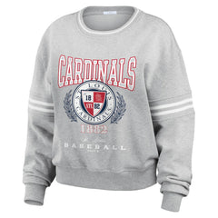 Heather Gray St. Louis Cardinals WEAR by Erin Andrews Women's Domestic Crest Pullover Sweatshirt