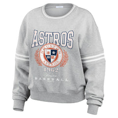 Heather Gray Houston Astros WEAR by Erin Andrews Women's Domestic Crest Pullover Sweatshirt