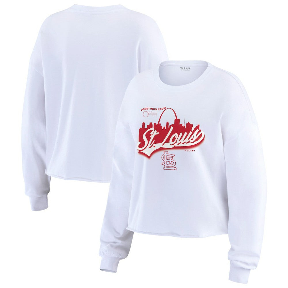 White St. Louis Cardinals WEAR by Erin Andrews Women's Domestic Postcard Long Sleeve T-Shirt