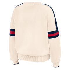 Cream Atlanta Braves WEAR by Erin Andrews Women's Stripe Pullover Sweater