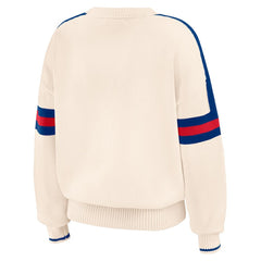 Cream Chicago Cubs WEAR by Erin Andrews Women's Stripe Pullover Sweater