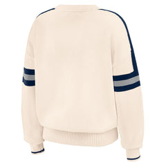Cream New York Yankees WEAR by Erin Andrews Women's Stripe Pullover Sweater