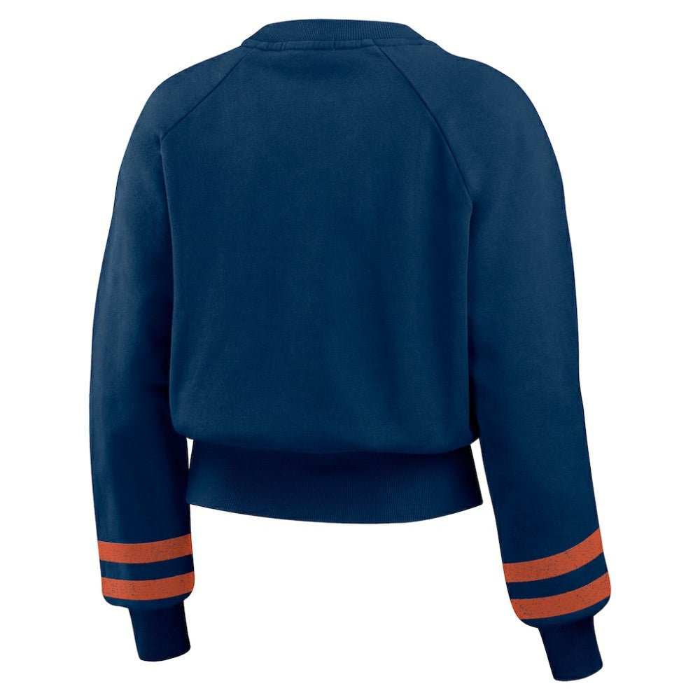 Navy Houston Astros WEAR by Erin Andrews Women's Vintage Washed Cropped Pullover Sweatshirt