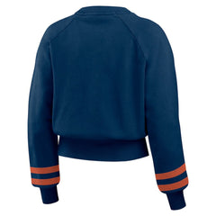 Navy Houston Astros WEAR by Erin Andrews Women's Vintage Washed Cropped Pullover Sweatshirt