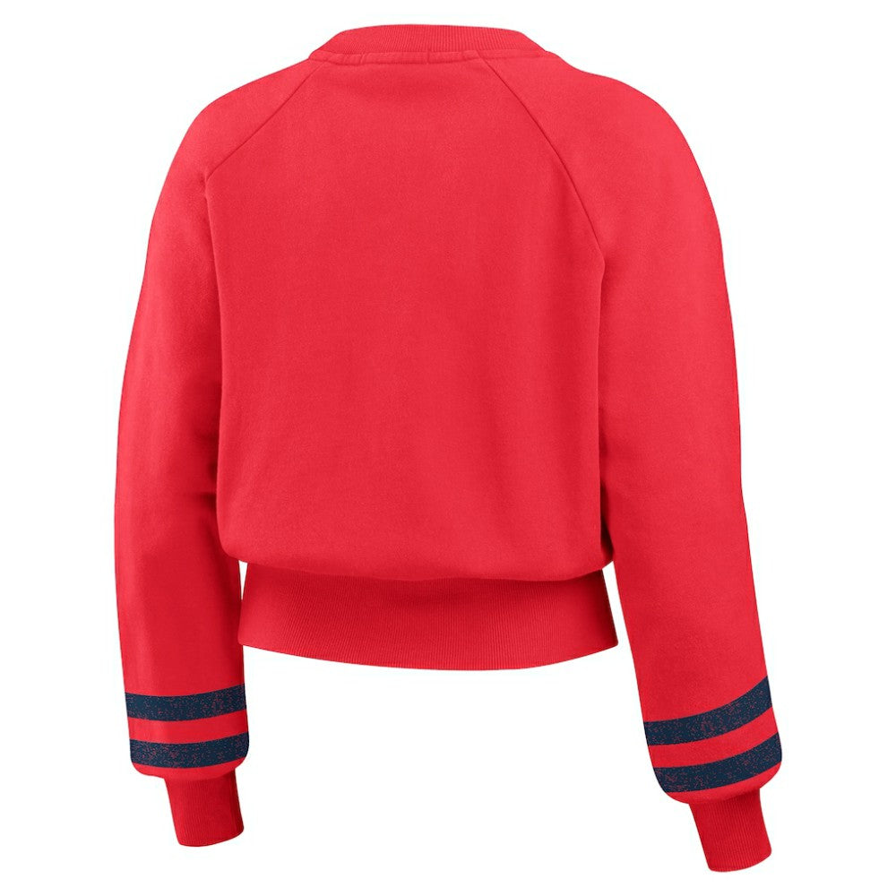 Red St. Louis Cardinals WEAR by Erin Andrews Women's Vintage Washed Cropped Pullover Sweatshirt
