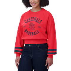 Red St. Louis Cardinals WEAR by Erin Andrews Women's Vintage Washed Cropped Pullover Sweatshirt