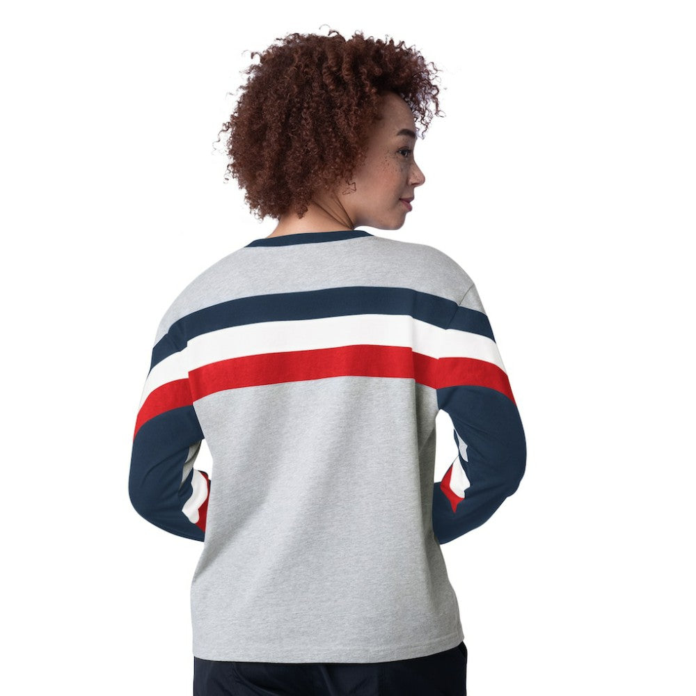 Heather Gray Atlanta Braves Starter Women's Triple A Fashion Color Block Long Sleeve Top