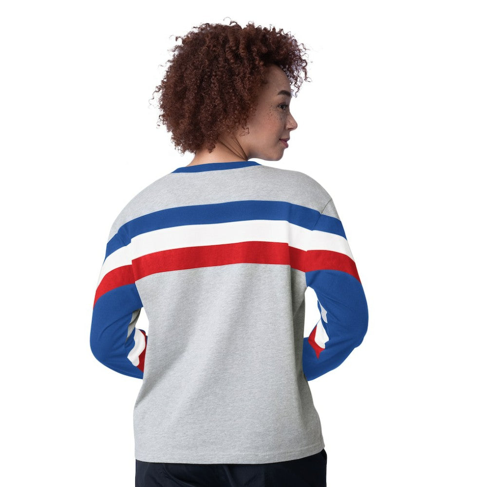 Heather Gray Chicago Cubs Starter Women's Triple A Fashion Color Block Long Sleeve Top