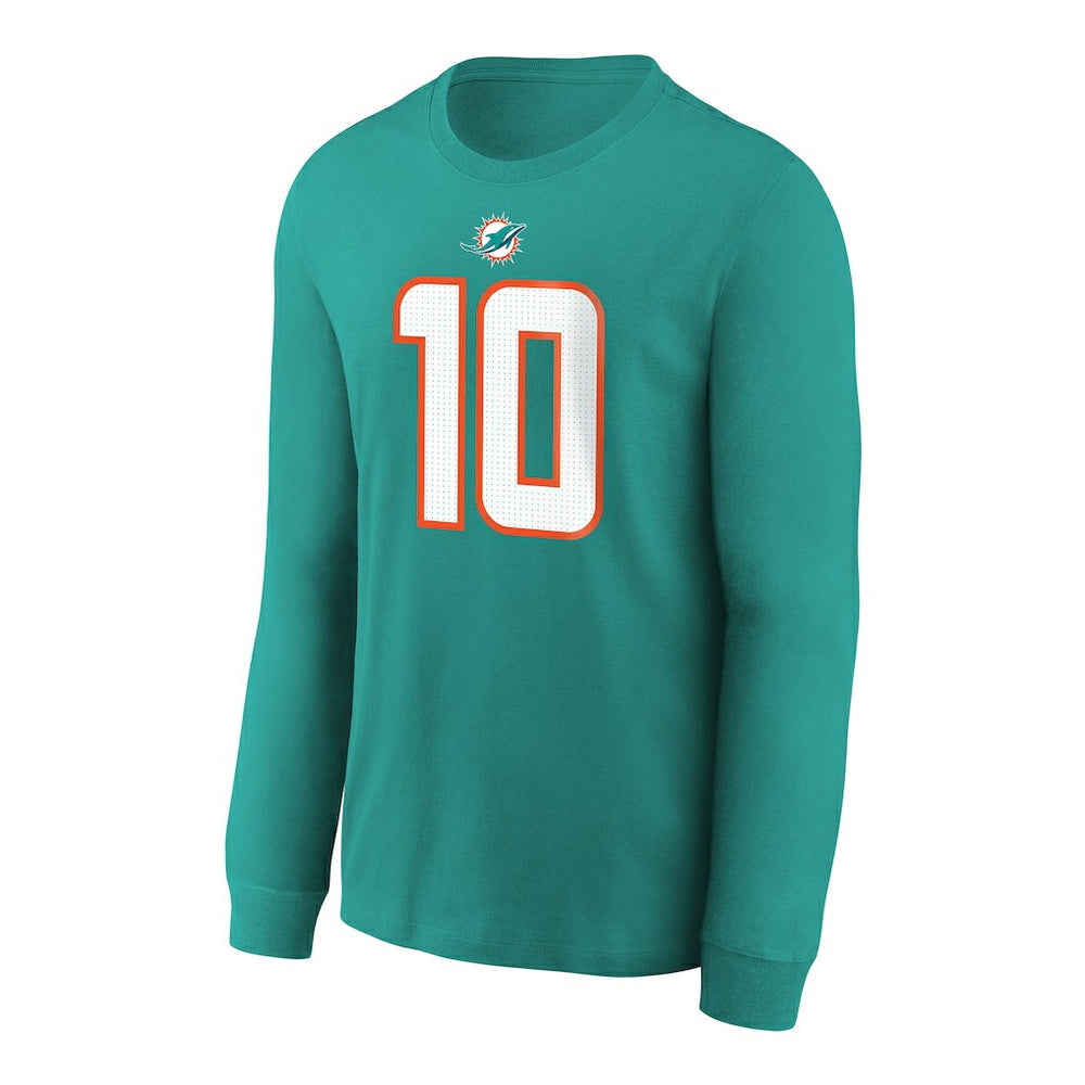 Tyreek Hill  Youth Player Name & Number Long Sleeve T-Shirt - Miami Dolphins T-shirts