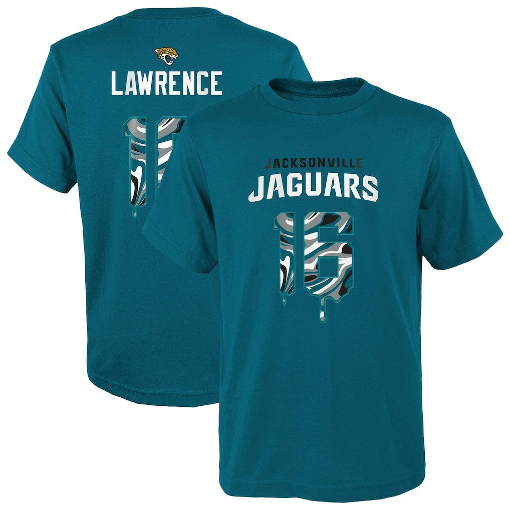 Trevor Lawrence  Youth Mainliner Drip Player Name & Number T-Shirt - Jacksonville Jaguars T-shirts