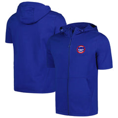 Royal Chicago Cubs Levelwear Recruit Short Sleeve Full-Zip Hoodie