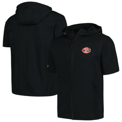 Black Cincinnati Reds Levelwear Recruit Short Sleeve Full-Zip Hoodie