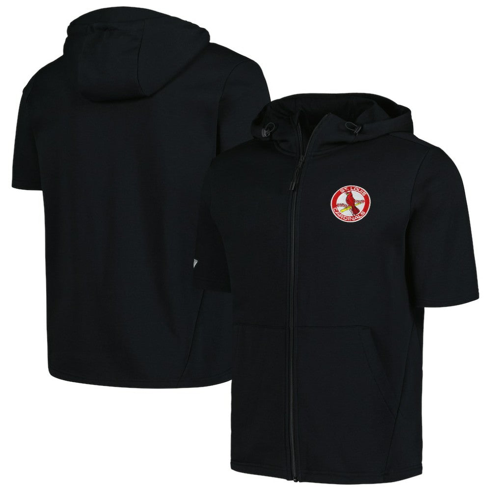 Black St. Louis Cardinals Levelwear Recruit Short Sleeve Full-Zip Hoodie
