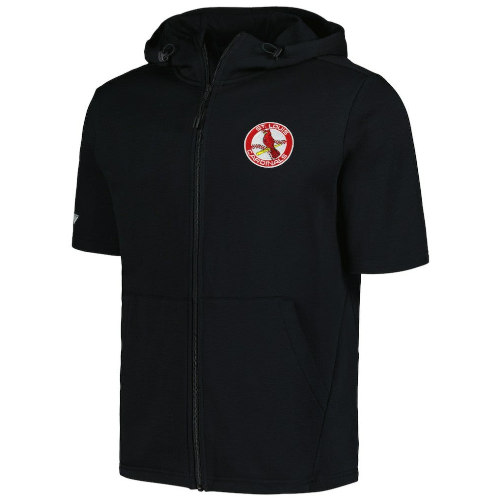 Black St. Louis Cardinals Levelwear Recruit Short Sleeve Full-Zip Hoodie